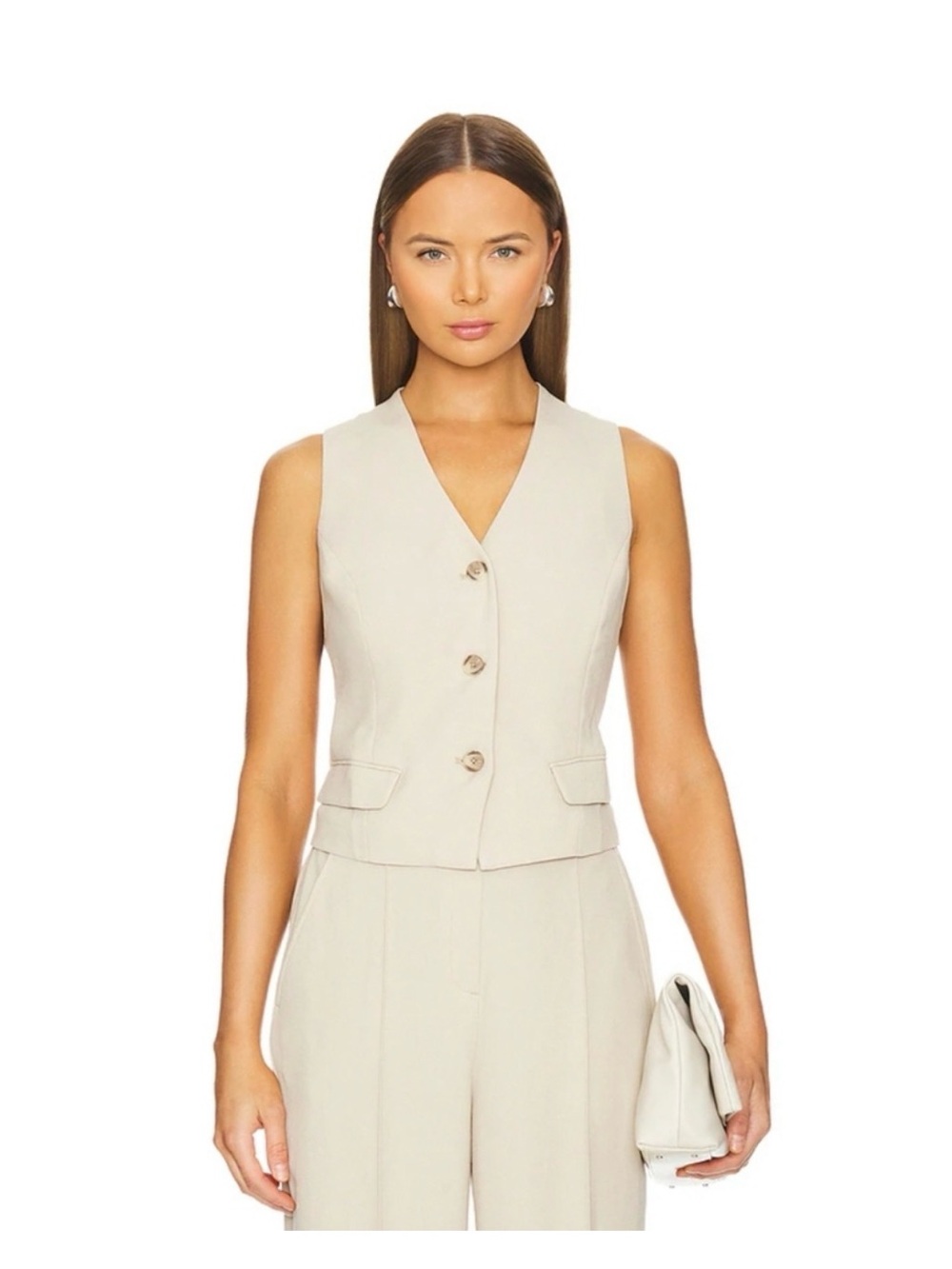 SPANX Sleeveless Tailored Vest and Trouser Set in Light Beige